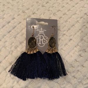 The Royal Standard navy and gold tassel earrings 2.5”